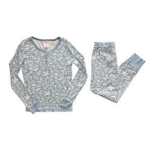 Mini Boden Light Blue and White woodland print Pajama Set
